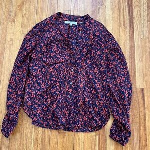 Red and navy floral tunic top